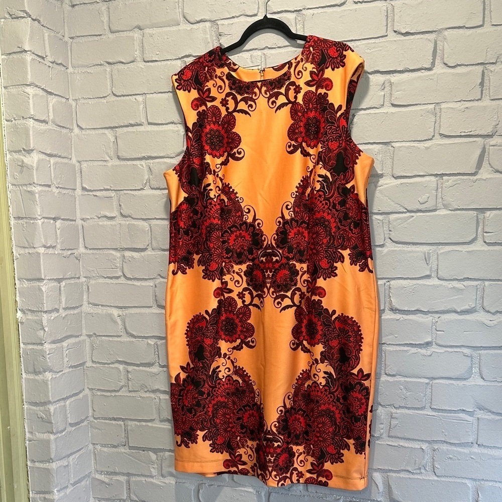 Elegant Orange and Red Floral Dress size 18W